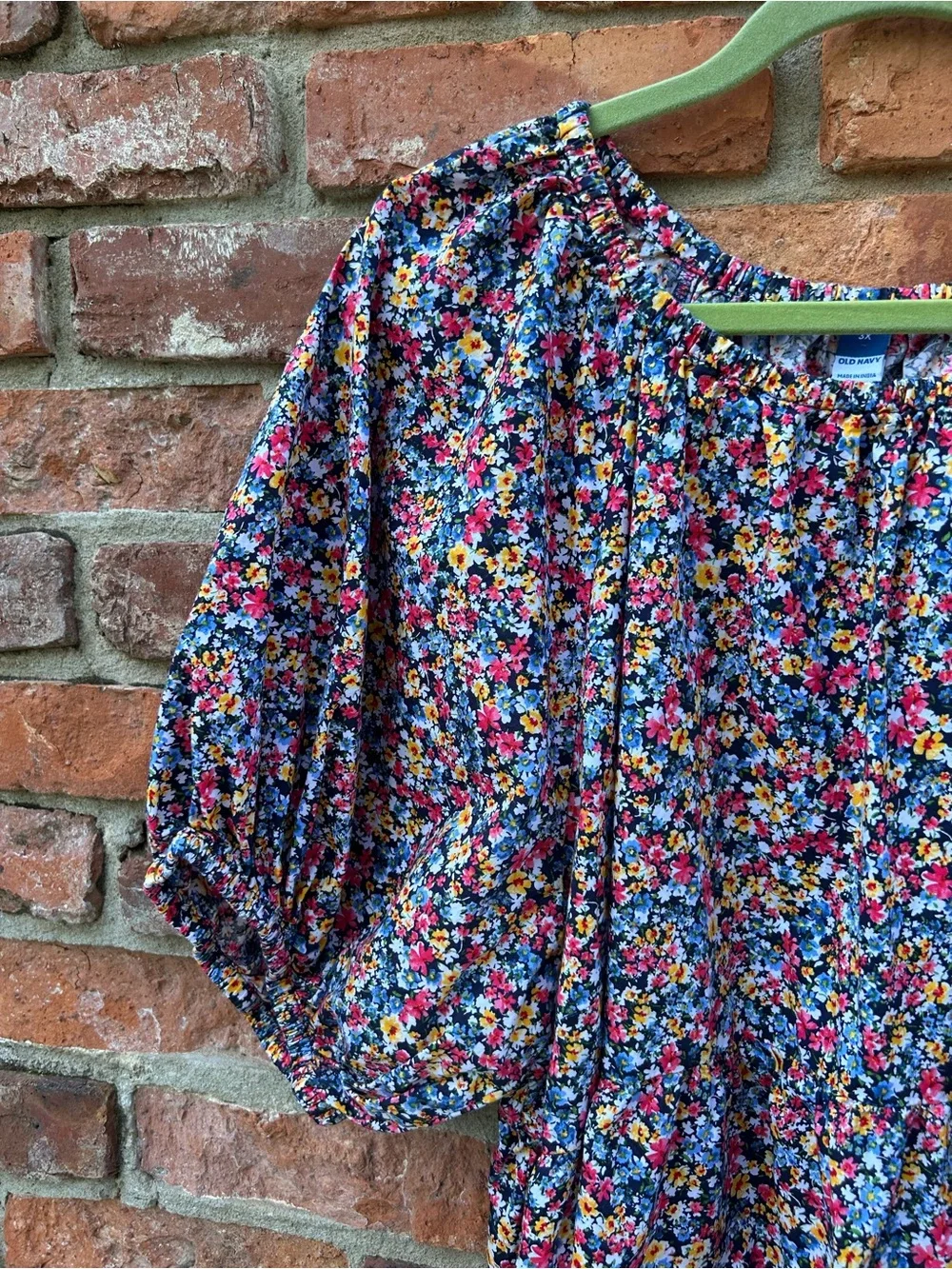 Old Navy Floral Puff-Sleeve Women's Top Babydoll Style 100% Cotton 3X